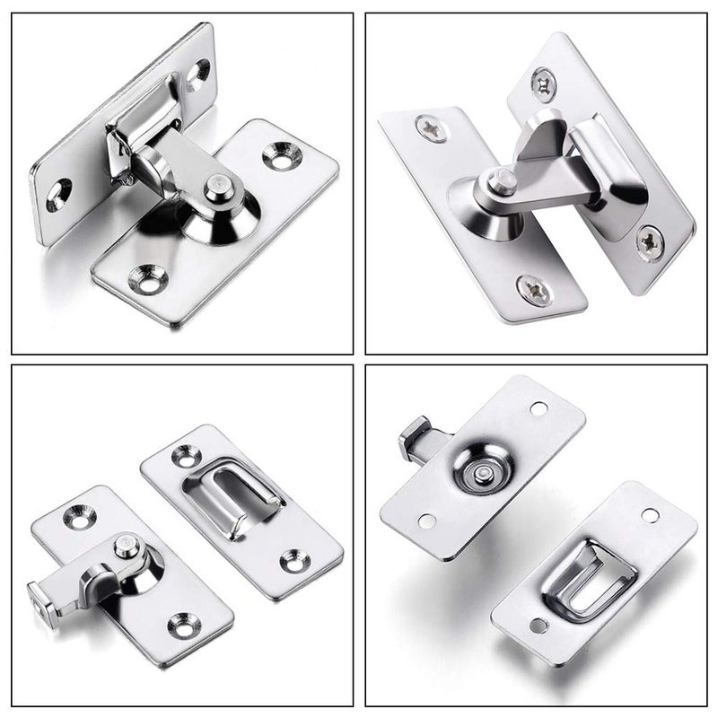 Alamic 90 Degree Door Lock 1-3/4" Right Angle Door Latch Bolt Stainless Steel Sliding Door Lackock Latch Hasp for Door Window Closet Barn Door Lock - 2 Pack - Image 2